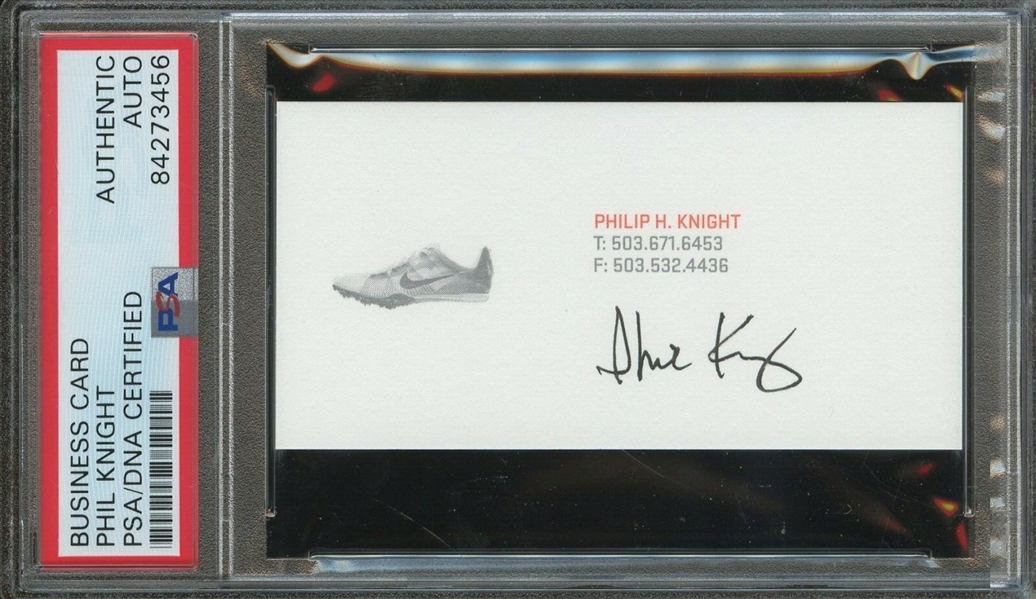 Phil Knight Signed Nike Personal Business Card (PSA/DNA Encapsulated)
