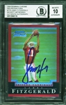 Larry Fitzgerald Signed 2004 Bowman Chrome Red Refractors #118 Rookie Card with Beckett/BGS GEM MINT 10 Autograph!