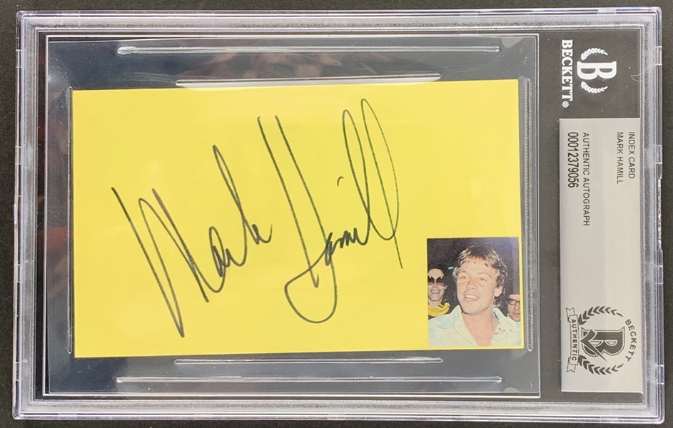 Mark Hamill Signed 3" x 5" Index Card with Early Autograph (Beckett/BAS Encapsulated)