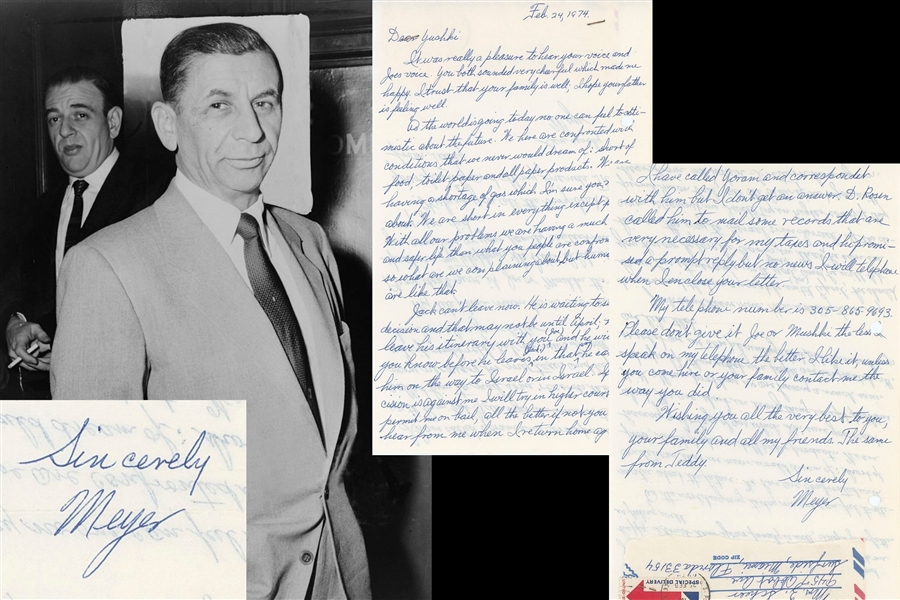 Meyer Lansky 1974 Autograph Letter Signed Regarding His Decision to Stay in Israel, He Writes “The less I speak on the telephone, the better” (BAS Guaranteed)