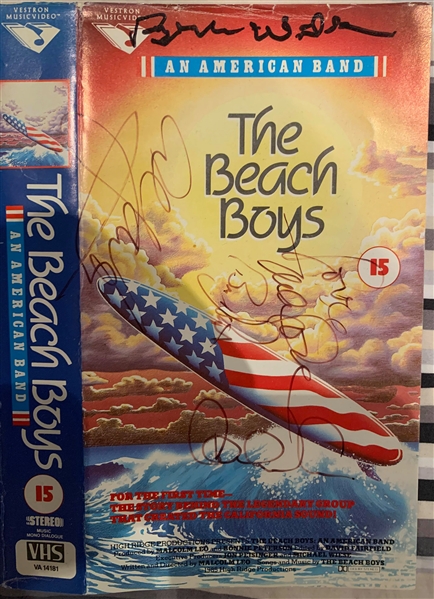 Beach Boys Group Signed “An American Band” VHS Video Cover (5 Sigs) (BAS Guaranteed)