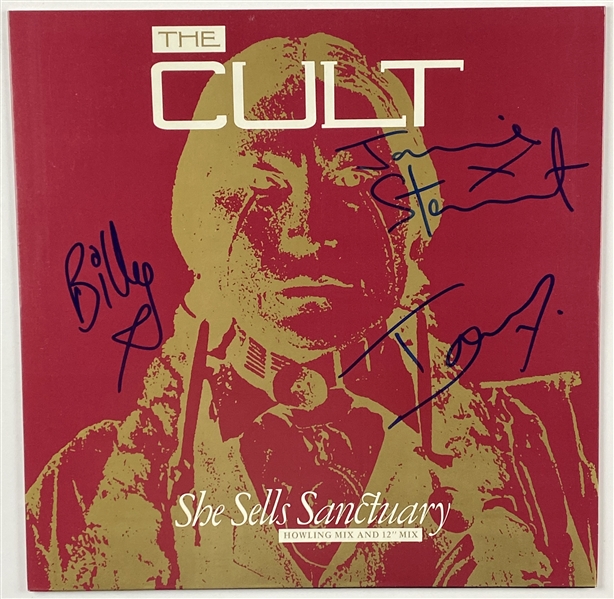 The Cult In-Person Group Signed “She Sells Sanctuary” 12” Single Record (3 Sigs) (John Brennan Collection) (BAS Guaranteed)