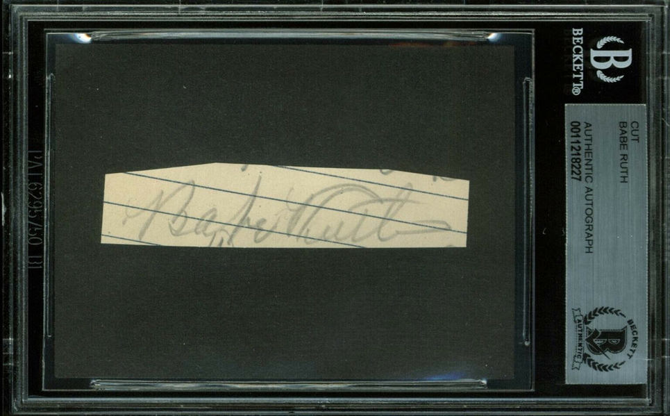 Babe Ruth Vintage .75" x 3.5" Cut Signature (Beckett/BAS Encapsulated)