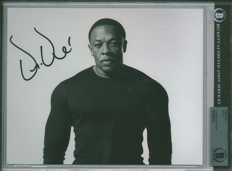 Dr. Dre Signed 10" x 8" B&W Photograph (Beckett/BAS Encapsulated)