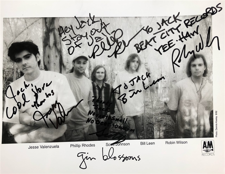 The Gin Blossoms Group Signed 10" x 8" B&W Photograph (REAL/Epperson)