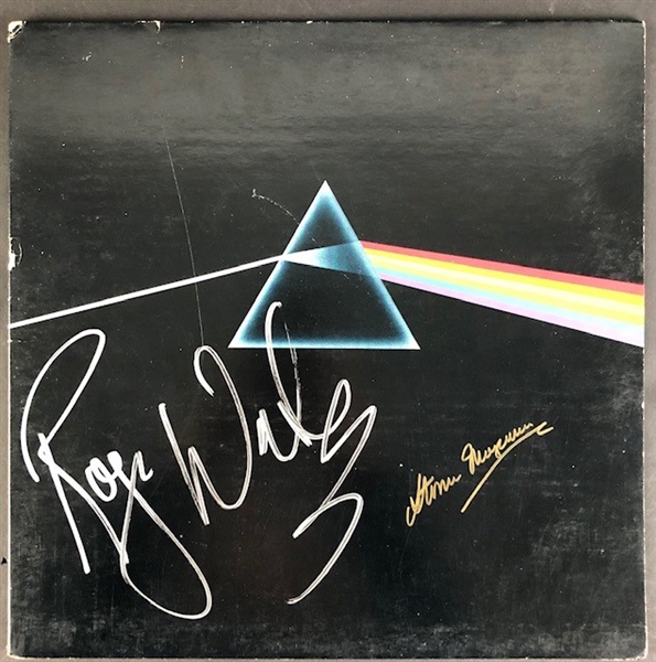 Pink Floyd: "Dark Side of the Moon" Album cover signed by its creator Storm Thorgerson and Roger Waters (Beckett/BAS Guaranteed)