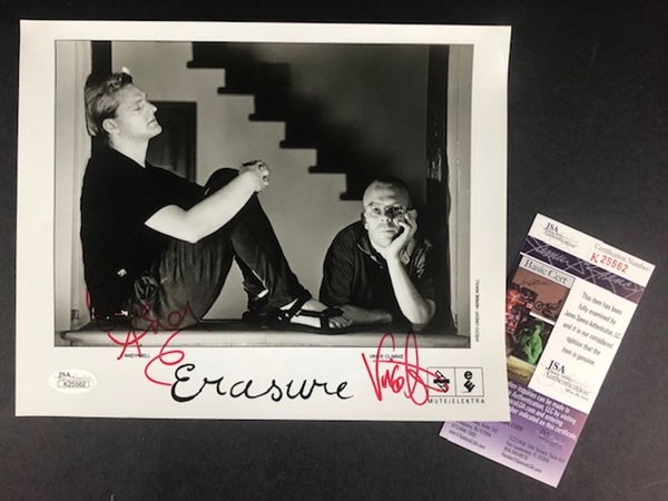 ERASURE: Andy Bell and Vince Clark Signed 10" x 8" B&W Photo (JSA)