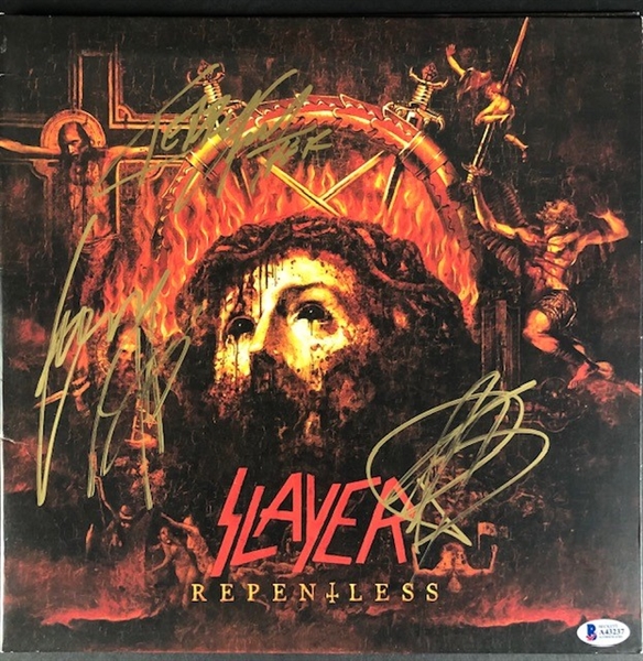 Slayer Group Signed "Repentless" Album Cover (Beckett/BAS)