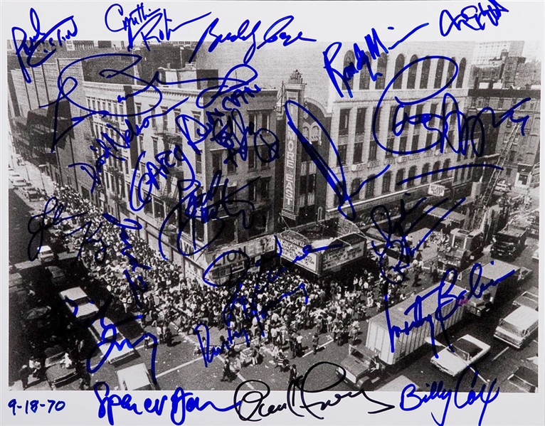 Fillmore East Multi Signed 11" x 14" Commemorative Photo with 21 Sigs Incl. Les Paul, Marty Balin, etc. (PSA/DNA Auction LOA)(Beckett/BAS Guaranteed)