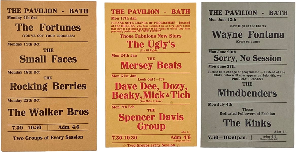 Vintage Music Handbills Lot (3): Small Faces, Kinks, Etc 