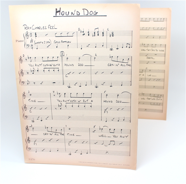 Elvis Presley’s Original “Hound Dog” 1968 Sheet Music (EP Archives Provenance Letter, Ex. Steve Binder’s Collection)   