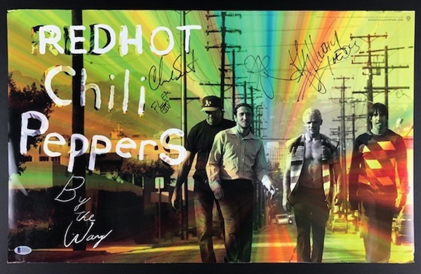 Red Hot Chili Peppers 15" x 24" 2-Sided Poster, Signed by Anthony Kiedis, Flea, Chad Smith, and John Frusciante (Beckett/BAS)