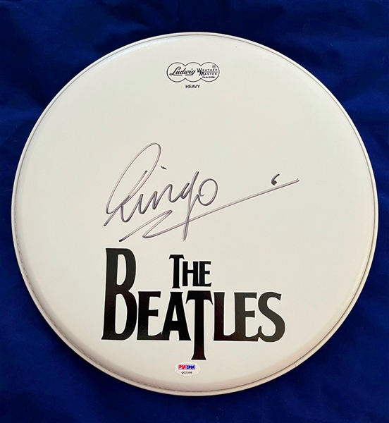 Ringo Starr SIGNED 14" Ludwig drum head with Beatles logo! (PSA/DNA)