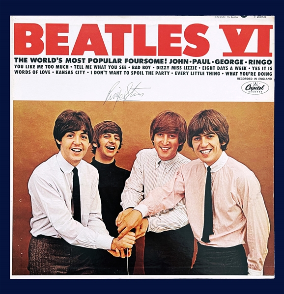 Ringo Starr SIGNED Full Signature BEATLES VI LP! PSA/DNA)