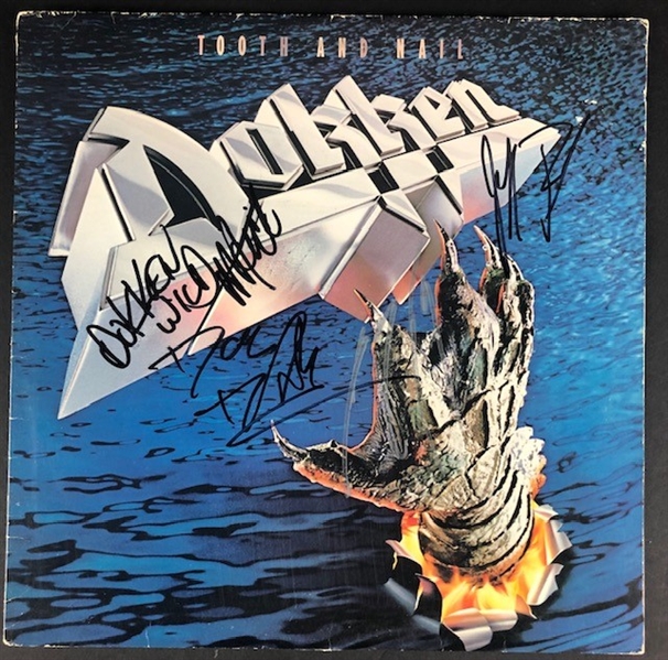 DOKKEN "Tooth and Nail" Album Cover, Signed by Jeff Pilson, Mick Brown, and Don Dokken (Beckett/BAS