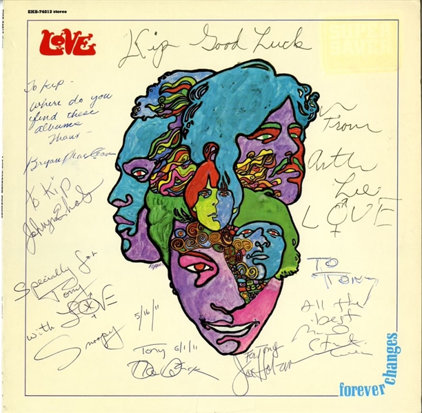 Love Group Signed "Forever Changes" Record Album with Arthur Lee, MacLean, Echols, Ware, etc. (Beckett/BAS Guaranteed)