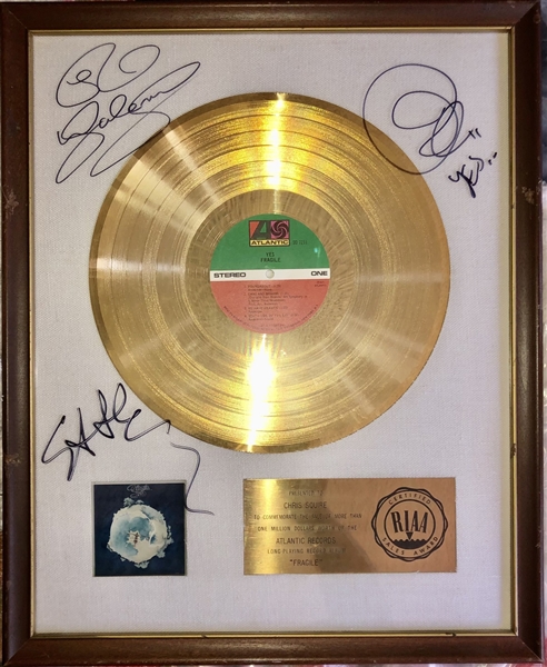 Yes: Chris Squires Personal RIAA for "Fragile" Signed by Yes Bandmates! (Beckett/BAS Guaranteed)