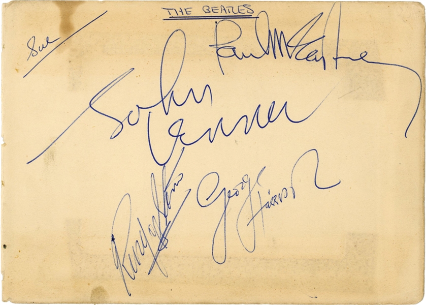 The Beatles 1963/1964 Group Signed Autograph Book Page (4 Sigs) (Beckett/BAS Guaranteed) (Tracks COA) 