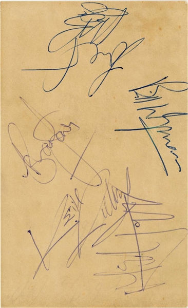 The Rolling Stones 1965 Signatures Including Jones (5 Sigs) (Beckett/BAS Guaranteed) (Tracks COA)