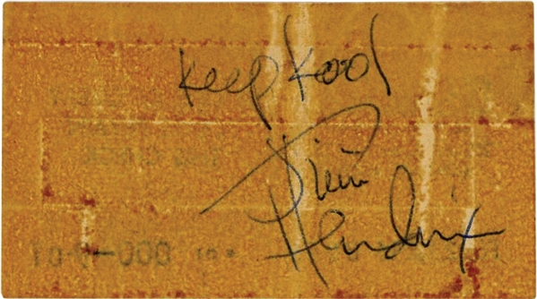 Jimi Hendrix Autograph 1966/1967 Obtained in UK (Beckett/BAS Guaranteed) (Tracks COA) 