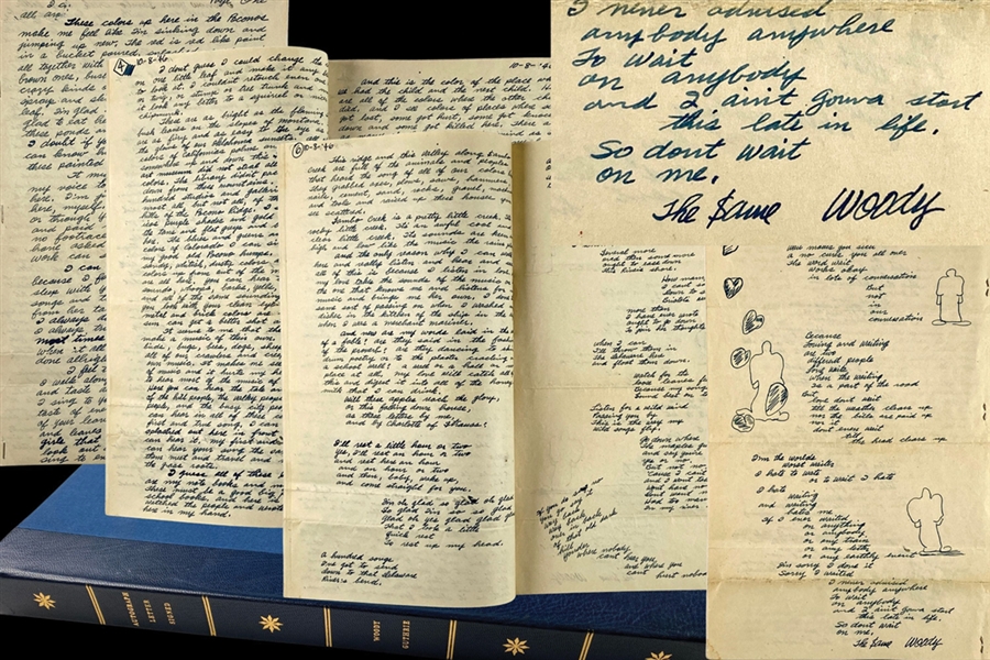 Woody Guthrie Poetic & Lengthy Handwritten 1946 Letter With Original Sketches 