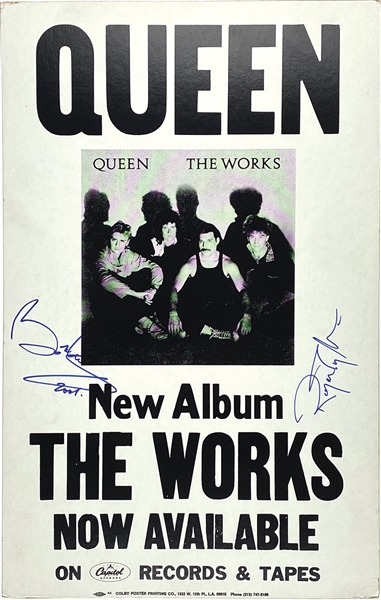 Queen: Brian May & Roger Taylor Signed “The Works” 1984 Capitol Records 14”x 22” Window Card Poster