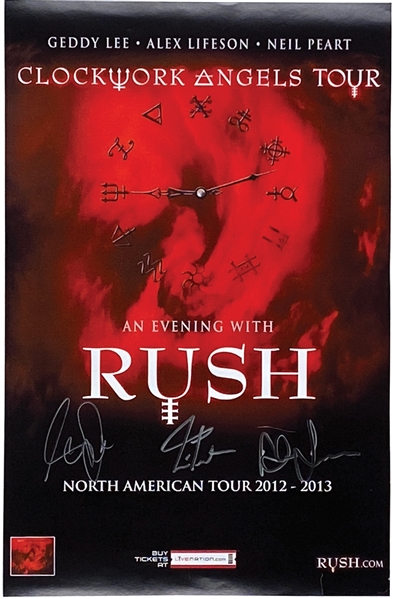 Rush Group Signed “Clockwork Angels Tour” 11” x 17” Concert Poster (3 Sigs) (Beckett/BAS Guaranteed) 