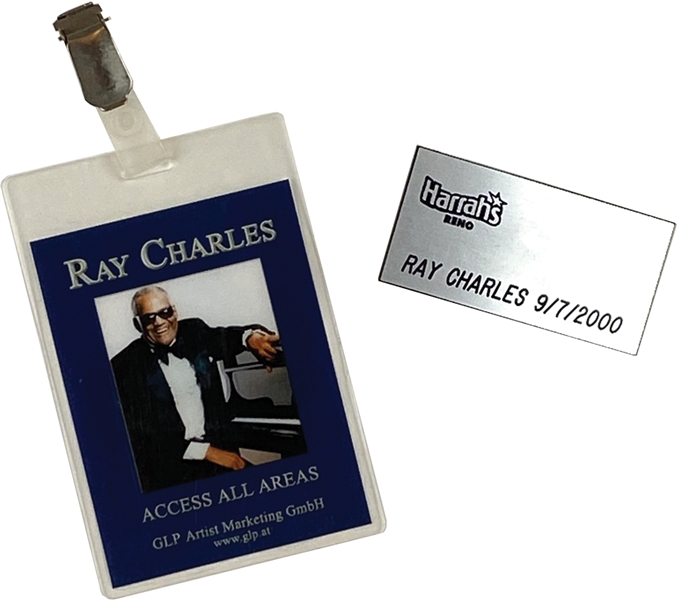 Ray Charles All Access Pass & Name Tag Lot (2) 