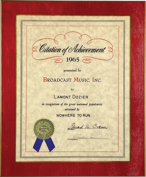 BMI Original Award for “Nowhere To Run" Presented to Lamont Dozier