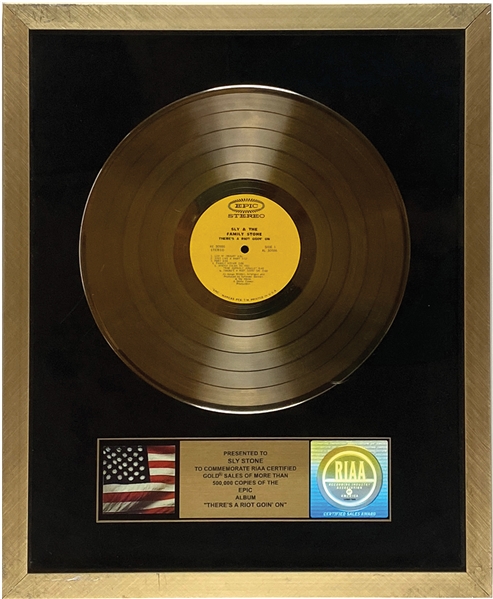 Slys Personally Owned Sly & The Family Stone “Theres a Riot Goin On” RIAA Sales Award