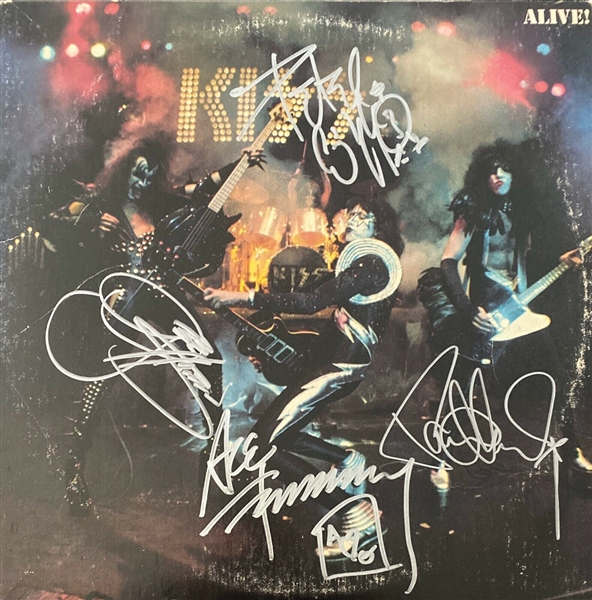 KISS Group Signed “KISS Alive!” Album Record (4 Sigs) (Beckett/BAS Guaranteed)