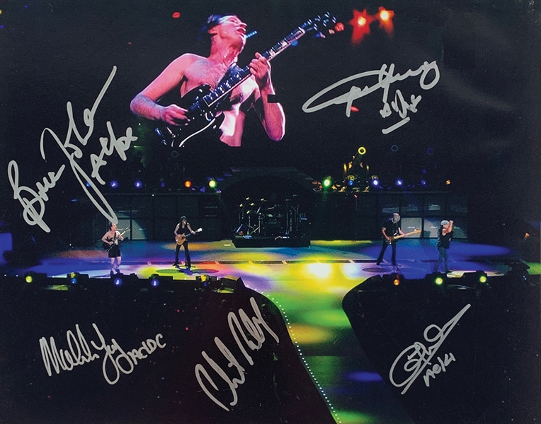 AC/DC Rare Group Signed 11" x 14" Color Concert Photo (5 Sigs)(Beckett/BAS Guaranteed)