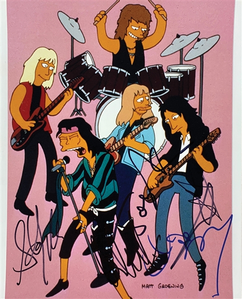 Aerosmith Group Signed "The Simpsons" 8" x 10" Color Photo (Beckett/BAS Guaranteed)