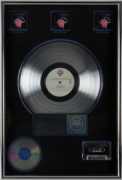 Black Sabbath RIAA Triple Platinum Award for "Paranoid" Issued to Their Former Booking Agent