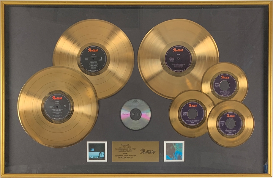 Sade Impressive Record Award Issued to Celebrate First US Tour Issued to Head of Columbia Records