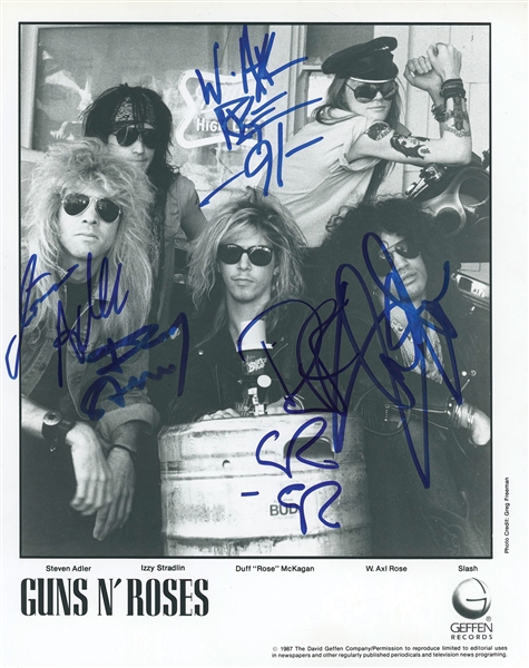 Guns N’ Roses In-Person Original Lineup Fully Signed 8” x 10” Promo Photograph (5 Sigs) (John Brennan Collection) (Beckett/BAS Guaranteed) 