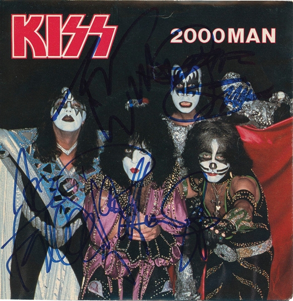 KISS In-Person Group Signed 45 RPM “2000 Man” Record (4 Sigs) (John Brennan Collection) (JSA Authentication)