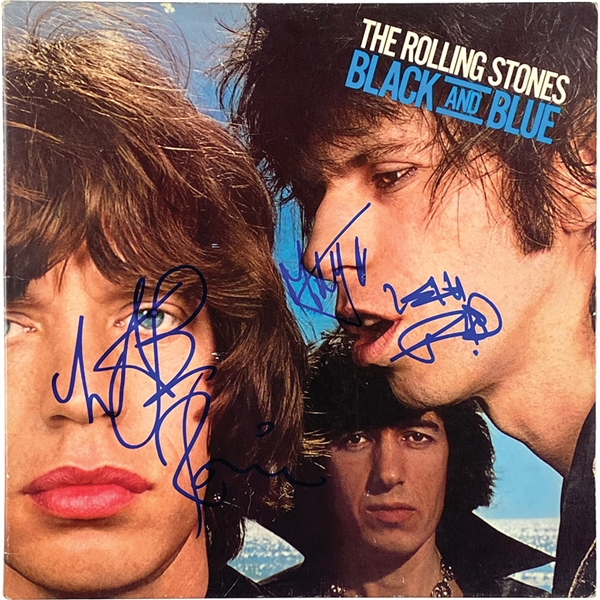 Rolling Stones In-Person Group Signed “Black and Blue” Album Record (4 Sigs) (John Brennan Collection) (Beckett/BAS Guaranteed)
