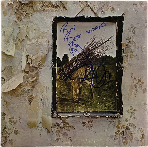 Led Zeppelin: Robert Plant & Jimmy Page In-Person Dual-Signed “Led Zeppelin IV” Album Record (2 Sigs) (John Brennan Collection) (JSA LOA)