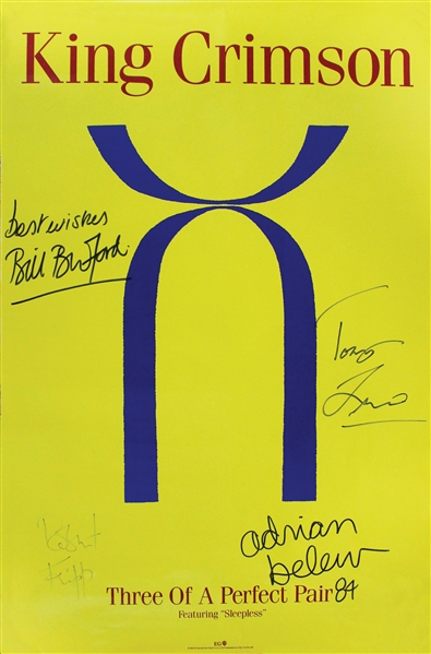 King Crimson Group Signed “Three of a Perfect Pair” 24” x 36” Poster (4 Sigs) (ACOA Authentication) 