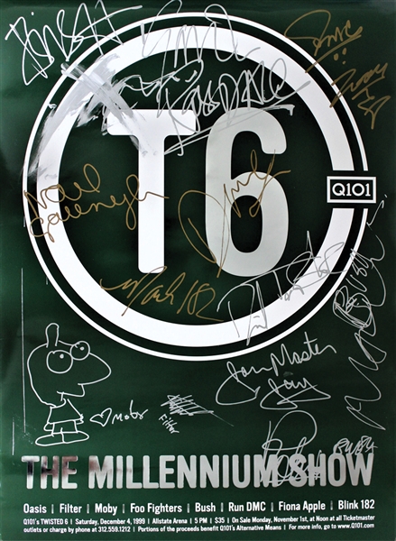 “T6 Q101 The Millennium Show” 1999 Concert Multi-Signed Poster (12 Sigs) (Beckett/BAS Guaranteed) 