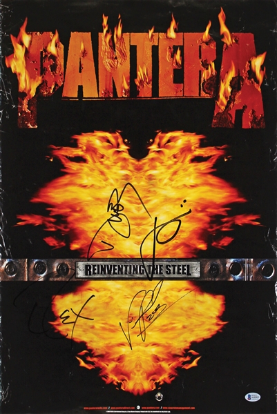 Pantera Band Signed Reinventing The Steel 18" x 24" Promo Poster (Beckett/BAS)