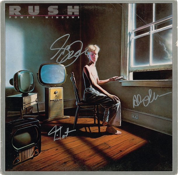 Rush Group Signed "Power Windows" Record Album Cover (Epperson/REAL LOA)