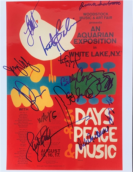 Woodstock Signed 11" x 14" Color Photo with Stills, Nash, Wavy Gravy, etc. (14 Sigs)(PSA/DNA Auction LOA)(Beckett/BAS Guaranteed)