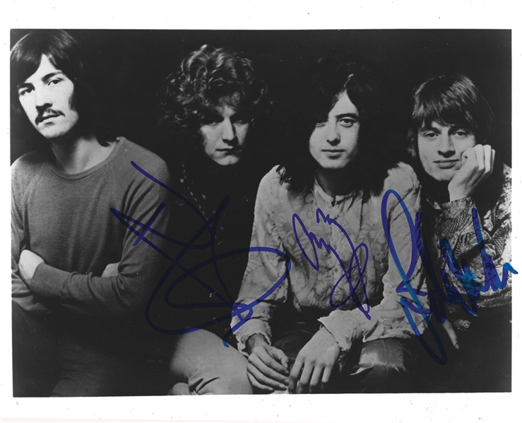 Led Zeppelin Group Signed 8" x 10" Photo w/Page, Plant & Jones (Beckett/BAS LOA)