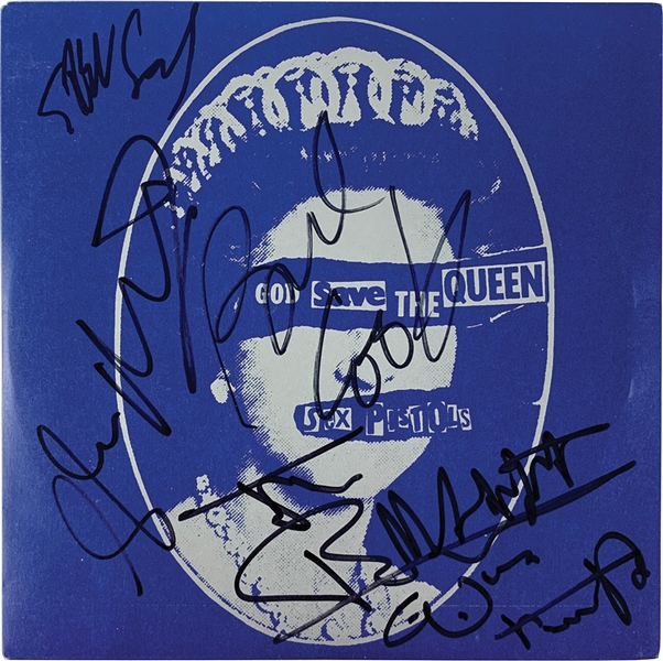 The Sex Pistols Rare Signed "God Save The Queen" 45 RPM Album Cover (Beckett/BAS Guaranteed)