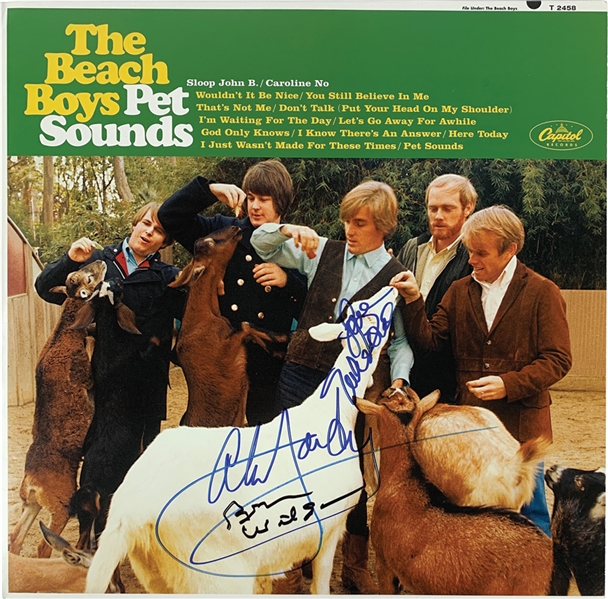 The Beach Boys Group Signed "Pet Sounds" Album Cover with Wilson, Love & Jardine (Beckett/BAS Guaranteed)