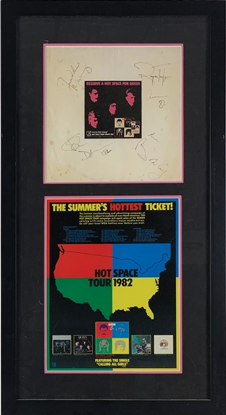 Queen Group Signed "Hot Space" Vinyl Sleeve Custom Framed Display (Beckett/BAS)