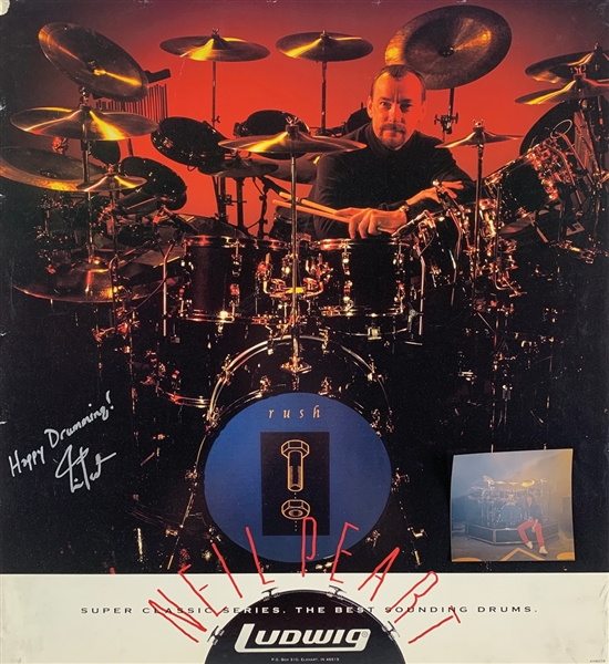 Rush: Neil Peart ULTRA-RARE Signed 32" x 32" Promotional Poster w/ "Happy Drumming" Inscription! (Beckett/BAS LOA)