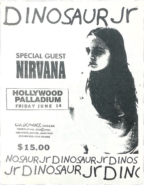 (Nirvana) Original 8.5" x 11" Concert Handbill with Dinosaur Jr. :: 6-14-1991 @ Hollywood Palladium, CA